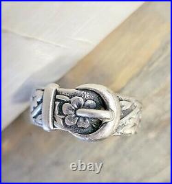 Retired James Avery Floral Buckle Ring Vintage Size 6.5 Neat Piece