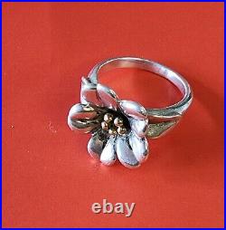 Retired James Avery Flower Ring 18kt Gold/. 925 Size 7