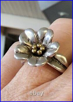 Retired James Avery Flower Ring 18kt Gold/. 925 Size 7