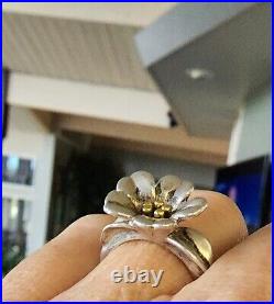 Retired James Avery Flower Ring 18kt Gold/. 925 Size 7