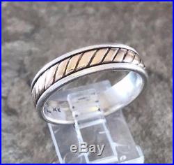 Retired James Avery Fluted Band Ring Sz 10 14K Gold Sterling Silver Wedding