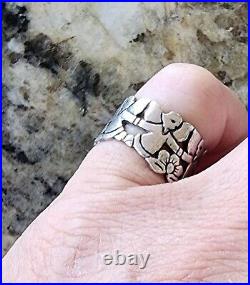 Retired James Avery Guardian Angel Flower Eternity Wide Band Ring Size 6.5