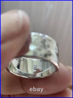 Retired James Avery Hammered WIDE Sterling Silver Ring About 3/8 Wide Sz 7