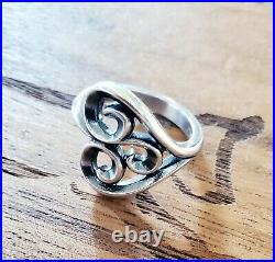 Retired James Avery Heart Scrolled Wrap Around Ring Sterling Silver Size 5.5