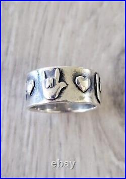 Retired James Avery I LOVE YOU Sign Band Ring With Hearts SO PRETTY! Size 6