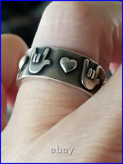 Retired James Avery I Love You Sign Language Eternity Band Ring NEAT