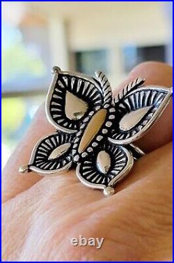Retired James Avery LARGE Mariposa Butterfly Bronze and Sterling Silver Ring 6