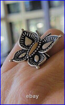 Retired James Avery LARGE Mariposa Butterfly Bronze and Sterling Silver Ring 6