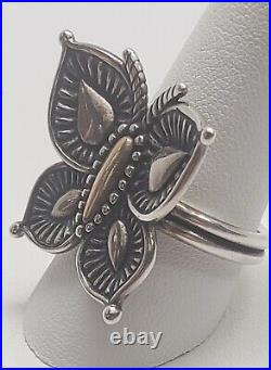 Retired James Avery Large Mariposa Butterfly Bronze & Sterling Silver Ring 10