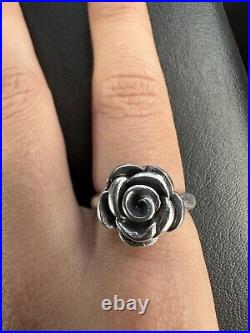Retired James Avery Large Rose Blossom Ring in Sterling Silver Size 9 1/2