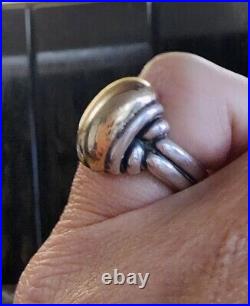 Retired James Avery Medium 14kt Gold and Sterling Silver Dome Ring Size 4.5