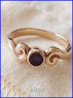 Retired James Avery Petite Scroll Ring with Amethyst 14K Size 6.5
