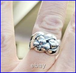 Retired James Avery Rare Woven Band Ring Heavy Piece NEAT! With JA Box