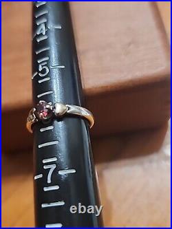 Retired James Avery Red Stone Ring 14kt Gold Hearts. 925 Silver 6