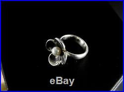 Retired James Avery Ring Pearl Blossom Flower Size 5 HTF Oxidized Cocktail