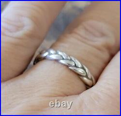 Retired James Avery SIZE 7.75 Rope Braid Weave Band Ring Sterling Silver NICE