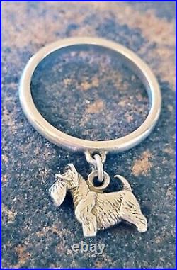 Retired James Avery Scottish Terrier Dog Dangle Ring Size 7 + Orig. Box and Pch