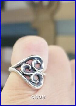 Retired James Avery Scrolled Heart Ring Size 4.5, BEAUTIFUL! With JA Box/Pch