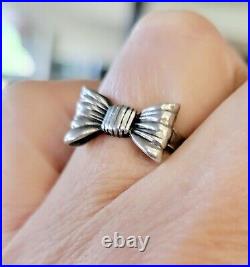 Retired James Avery Silver Bow Ring Size 6 Cute Ring! With JA Box and Pouch