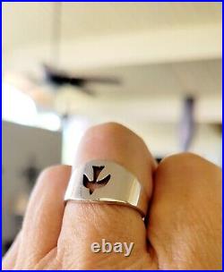 Retired James Avery Size 10 UNISEX Descending Dove Cut Out Ring Sterling Silver