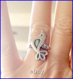 Retired James Avery Size 7.5 La Paloma Bird Ring Sterling Silver withJA Box