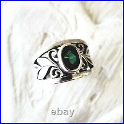 Retired James Avery Size 7 Lab Emerald Wide Openwork Vines Ring So PRETTY