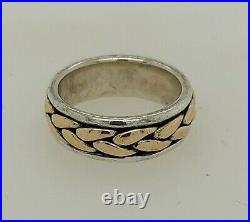 Retired James Avery Sterling Silver 14K Yellow Gold Braided Ring Size 4.25