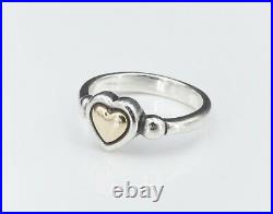 Retired James Avery Sterling Silver 14k Gold Heart Bead Ring Size 7.5 RS2831