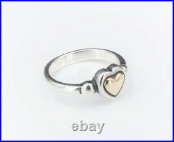 Retired James Avery Sterling Silver 14k Gold Heart Bead Ring Size 7.5 RS2831
