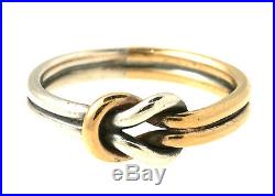 Retired James Avery Sterling Silver & 14k Lover's Knot Ring, Size 6