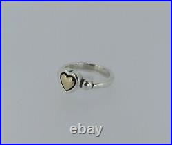 Retired James Avery Sterling Silver 14k Puffy Heart Ring Size 5 # S258