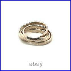 Retired James Avery Sterling Silver 3 Band Interlocking Hammered Ring size 8