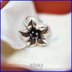 Retired James Avery Sterling Silver Amethyst Radiant Flower Ring SIZE 7 WithBOX