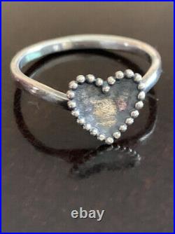 Retired James Avery Sterling Silver Beaded Heart Ring Size 8