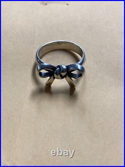 Retired James Avery Sterling Silver Bow Tie Ring Size 10 6.2g
