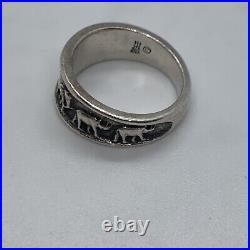 Retired James Avery Sterling Silver Camel Elephant Rhino Animal Band Ring 7.25