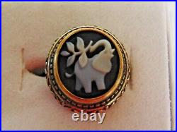 (Retired) James Avery Sterling Silver Cameo Elephant Ring Size 8 Beautiful