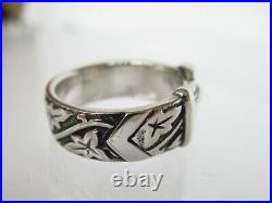 Retired James Avery Sterling Silver Floral Belt and Buckle Ring sz 7.5