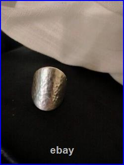 Retired? James Avery Sterling Silver Hammered Long Wide Ring Size-7