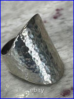 Retired James Avery Sterling Silver Hammered Long wide Ring Size-6-1/4
