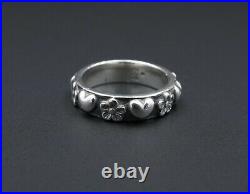 Retired James Avery Sterling Silver Hearts Flowers Band Ring Size 6.5 RS2687