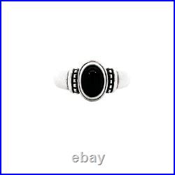 Retired James Avery Sterling Silver Onyx Beadwork Ring Bead Halo Rare Size 7.75