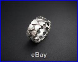 Retired James Avery Sterling Silver Wide Band Double Hearts Ring Size 5 RS1798