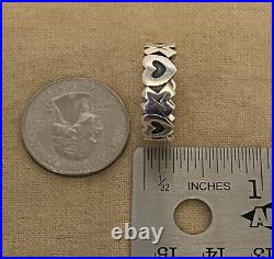 Retired James Avery Sterling Silver XO Hugs and Kisses Heart Ring Size 8.5