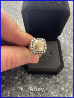 Retired James Avery Sz 5 Square Beaded Ring 14kt and Sterling Silver
