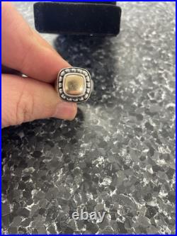 Retired James Avery Sz 5 Square Beaded Ring 14kt and Sterling Silver