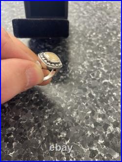 Retired James Avery Sz 5 Square Beaded Ring 14kt and Sterling Silver