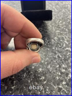 Retired James Avery Sz 5 Square Beaded Ring 14kt and Sterling Silver