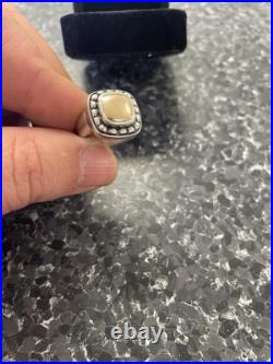 Retired James Avery Sz 5 Square Beaded Ring 14kt and Sterling Silver