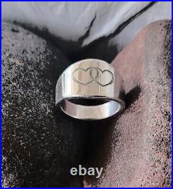 Retired James Avery Tapered Ring with Double Hearts Engraved, NEAT Piece! Size 7